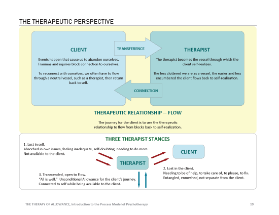 Therapeutic Perspective chart in The Therapy of Allowance: Introduction to the Process Model of Psychotherapy by Don Hadlock, LMFT and PTI Community